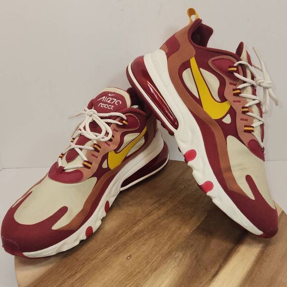 Nike Air Max 270 React Noble Red Team Gold Men's size 11 - Picture 6 of 10